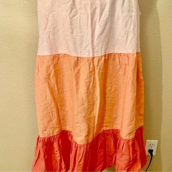 NWT St. John’s Bay Dress Petite Large (PL) Mini Ruffled Orange Pink Sleeveless - Picture 3 of 14